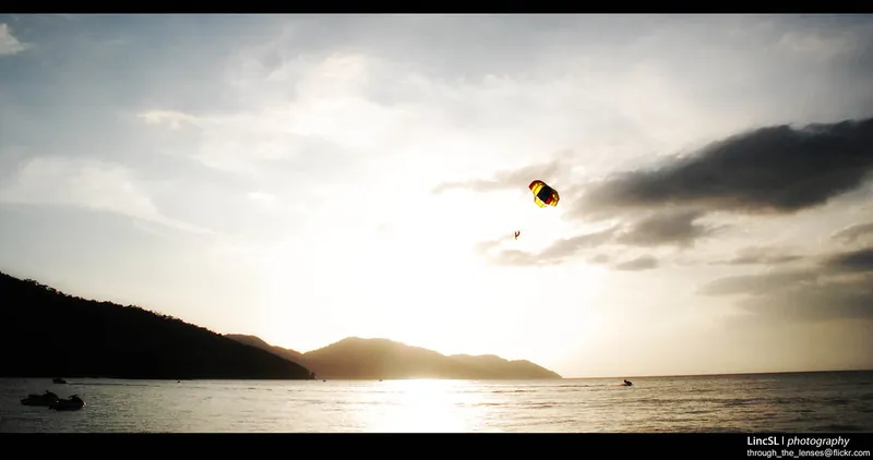 Parasailing over the bay at Batu Ferringhi